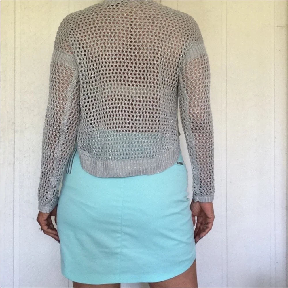 LUCKY BRAND SILVER CROCHET SWEATER NWT JUNIORS XL